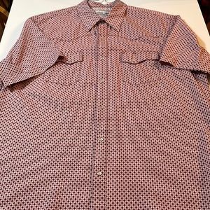 Wrangler Wrancher Red Geo Print Print Cowboy Western Shirt XL